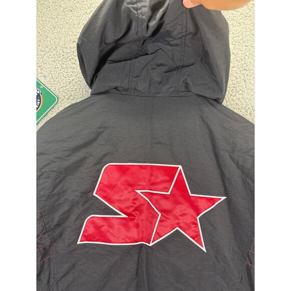 Starter Anorak Pullover Hooded Jacket Mens Large Black Coat $225 Vintage Retro - Picture 7 of 8